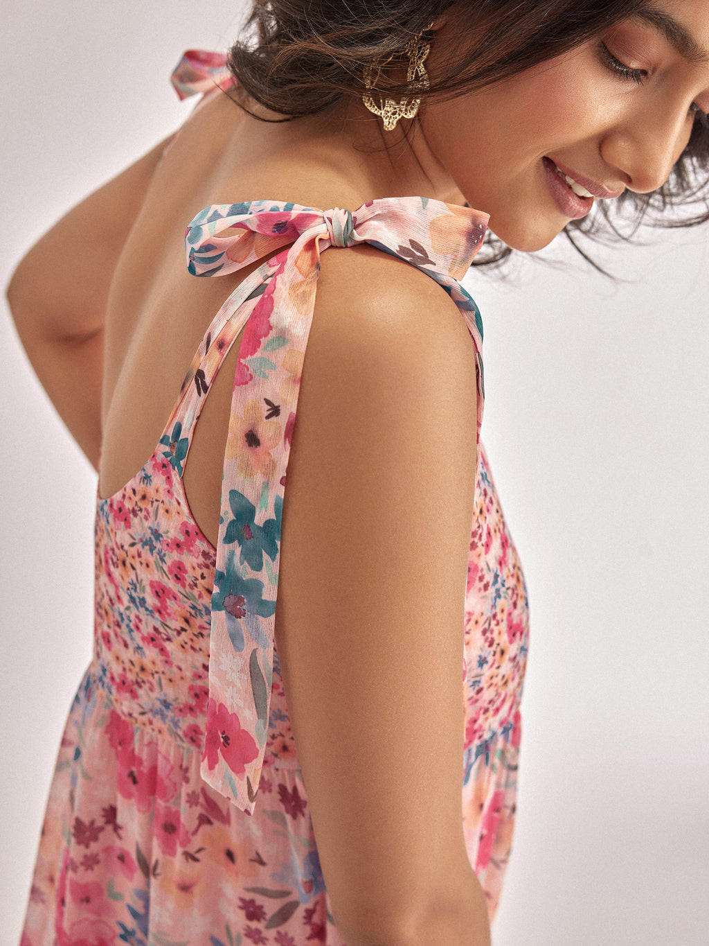 Floral Chiffon Tiered Maxi