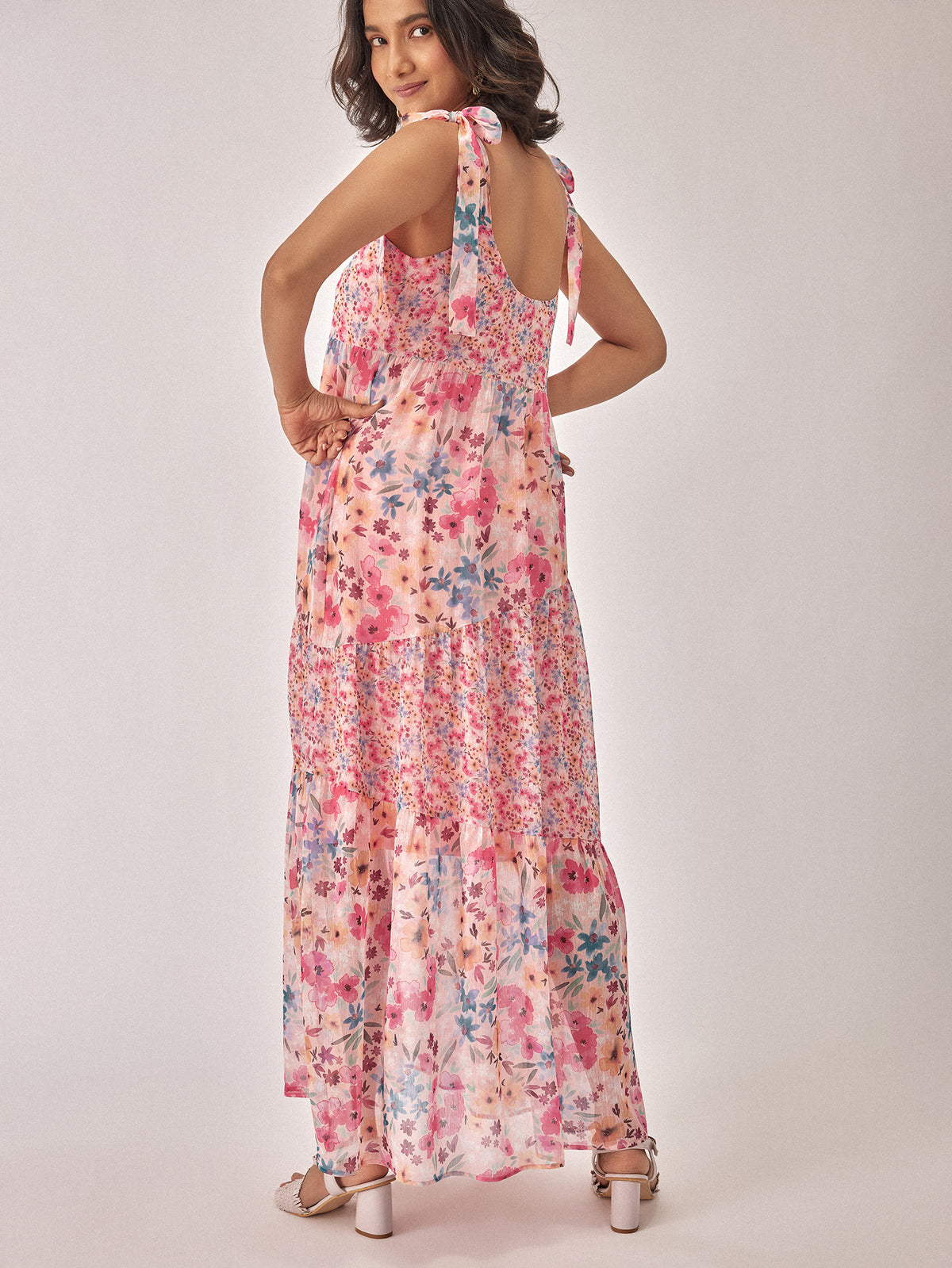 Floral Chiffon Tiered Maxi