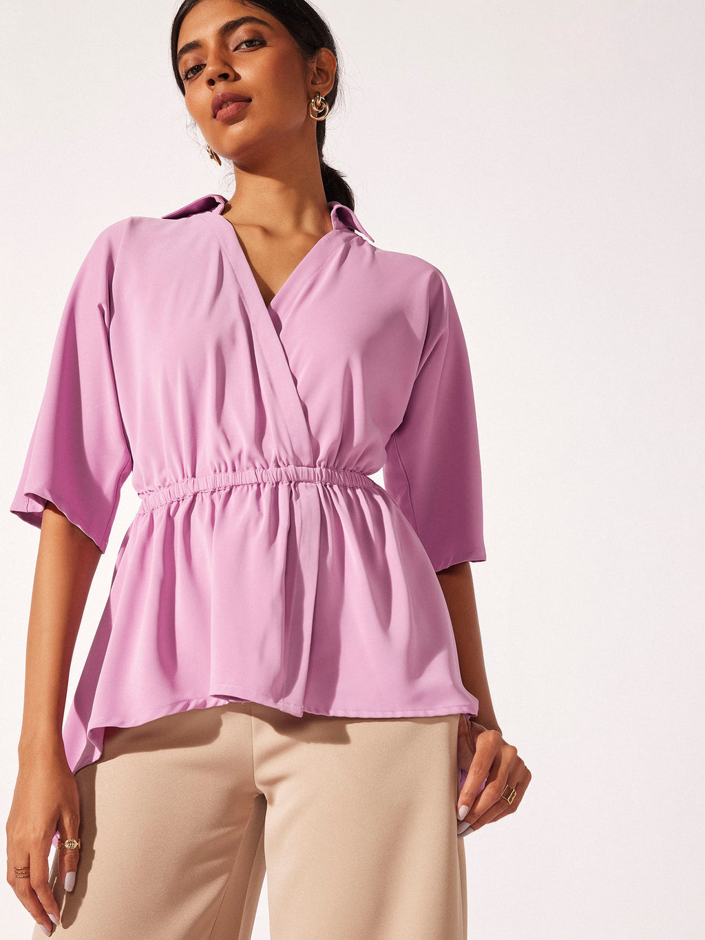 Fondant Pink Peplum Top