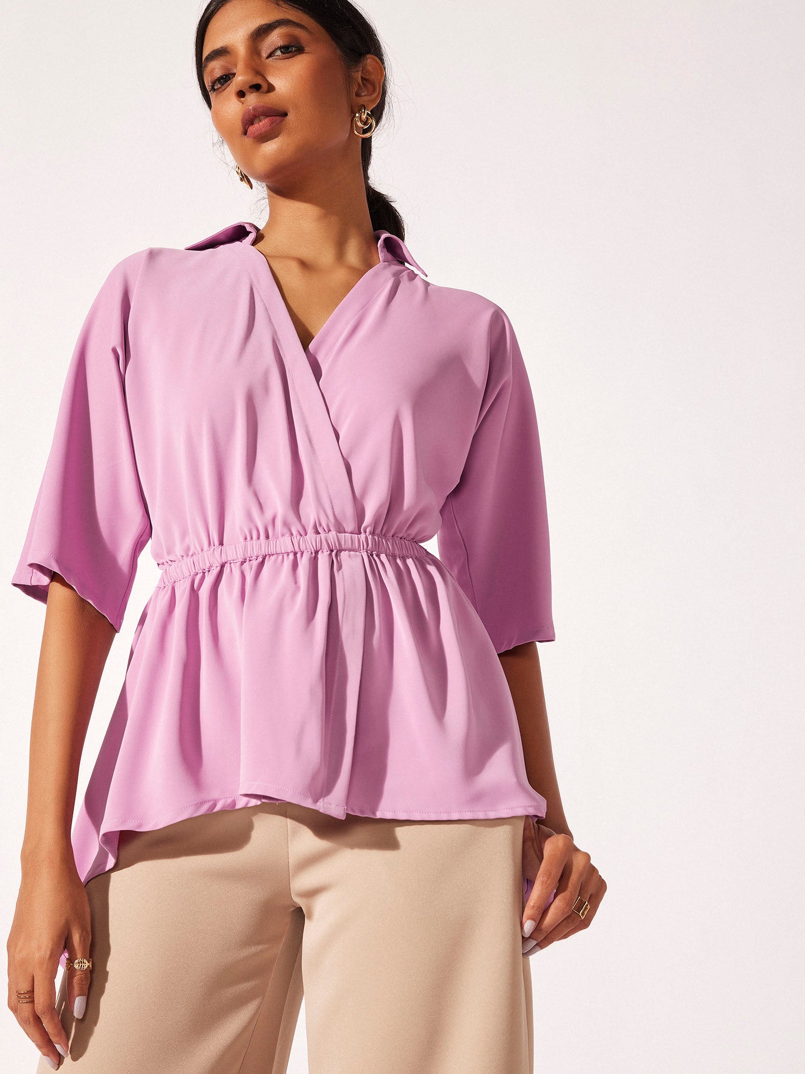 Fondant Pink Peplum Top