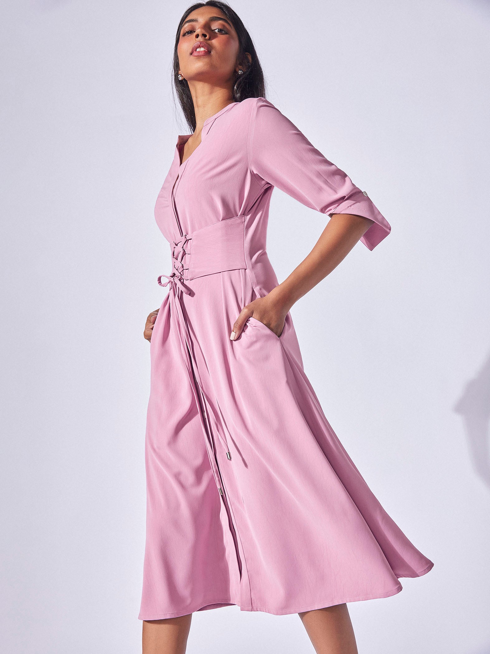 Fondant Pink Waist Tie Dress