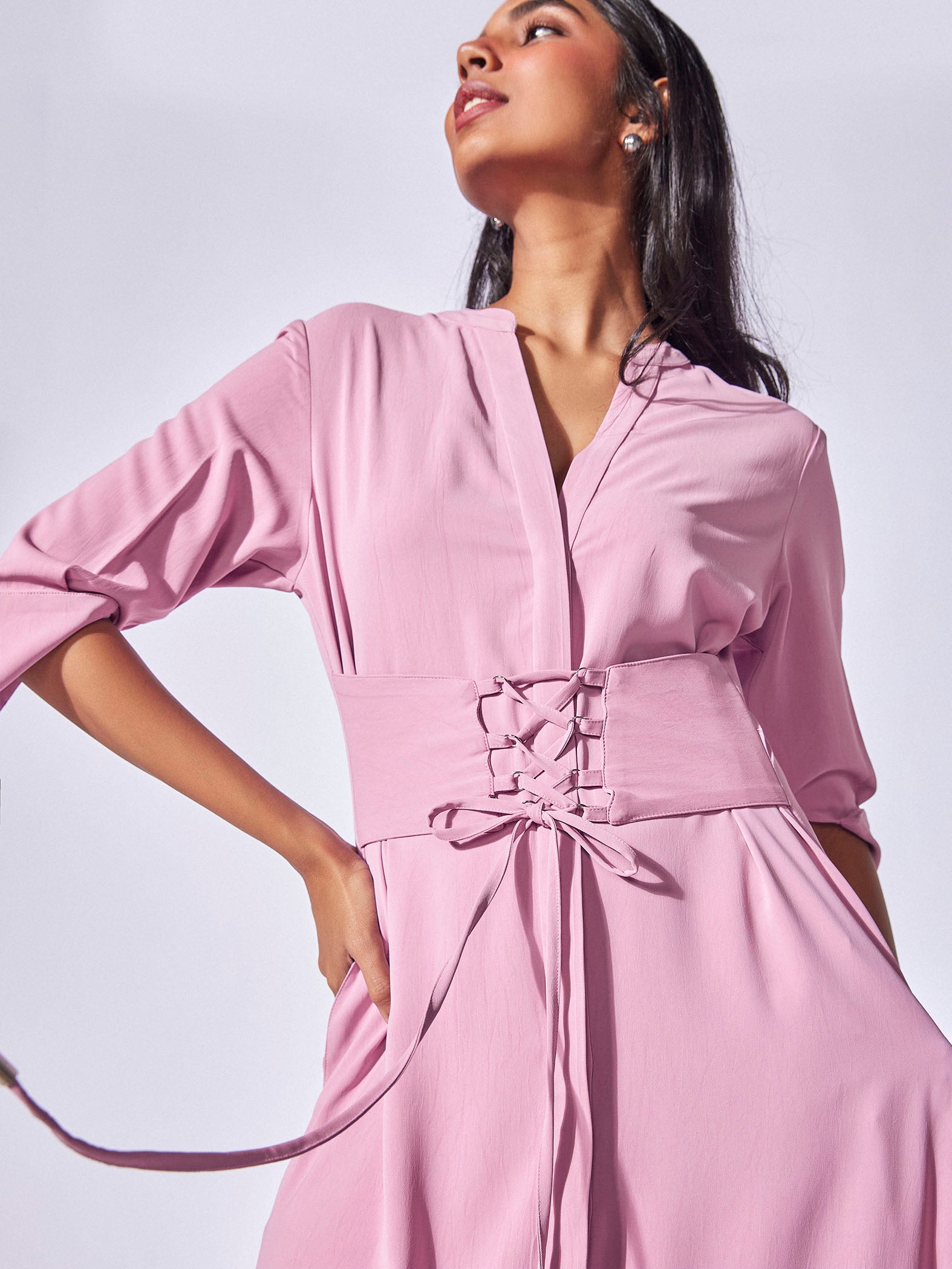 Fondant Pink Waist Tie Dress