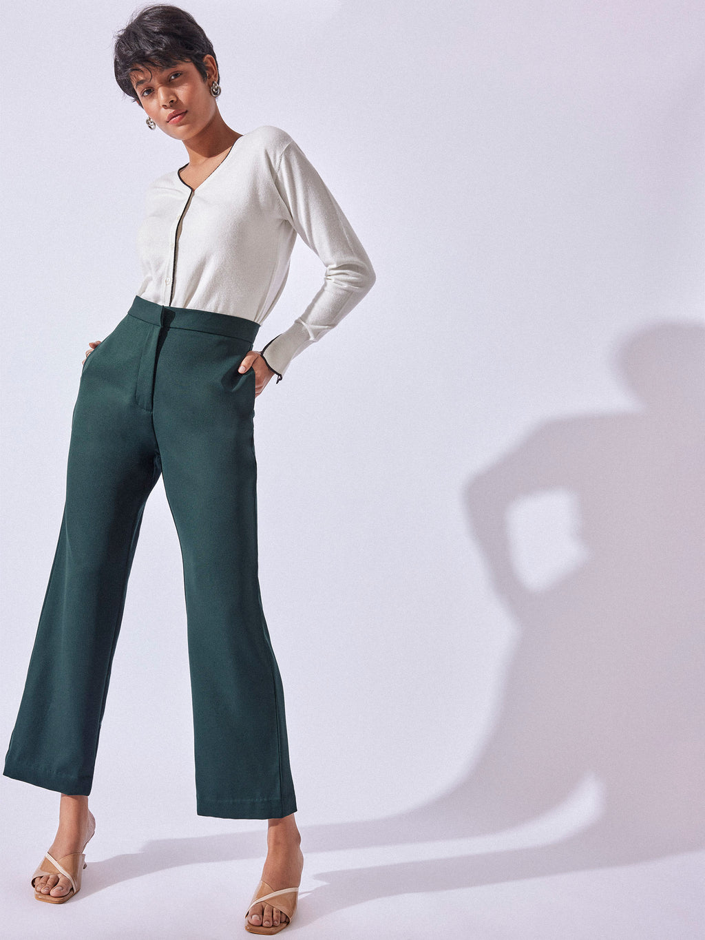 Forest Green Straight Fit Trousers