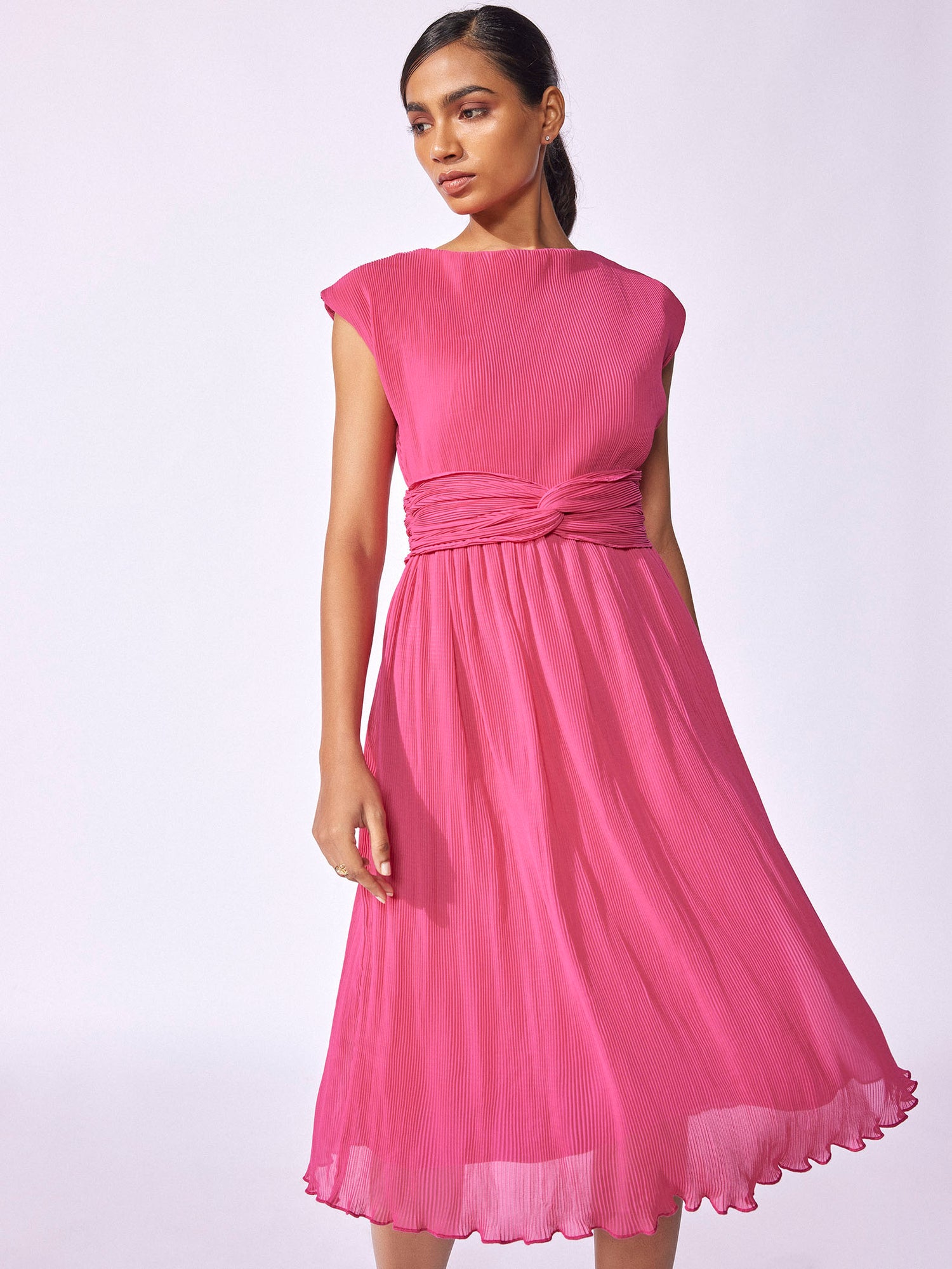 Fuchsia Twist Knot Detail Dress