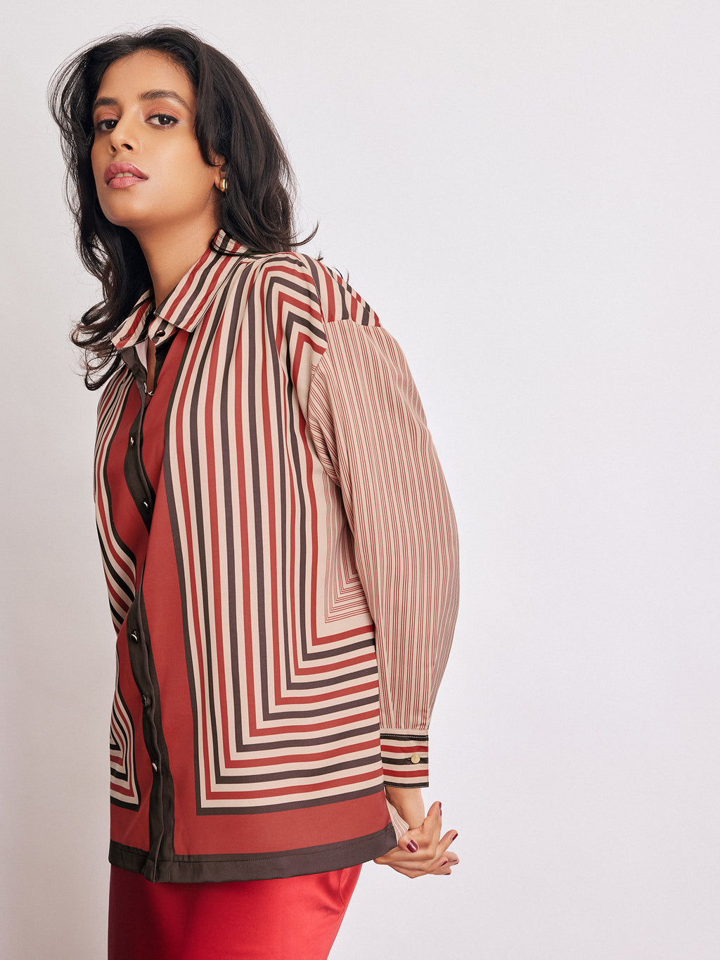 Geometric Scarf Print Shirt