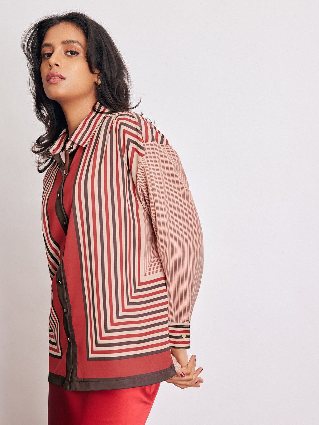 Geometric Scarf Print Shirt