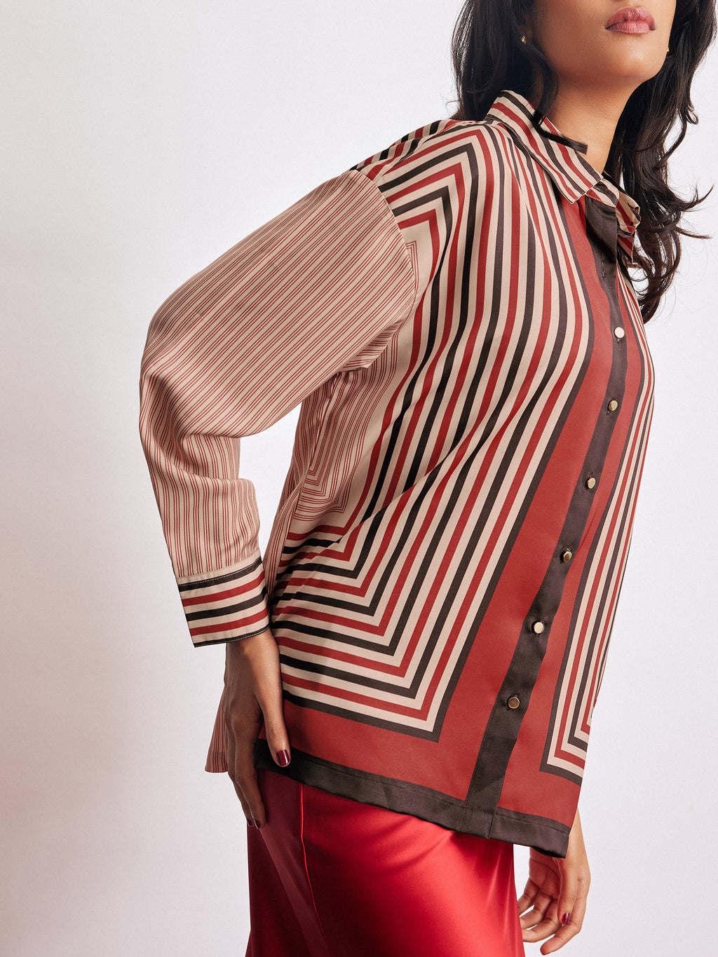 Geometric Scarf Print Shirt