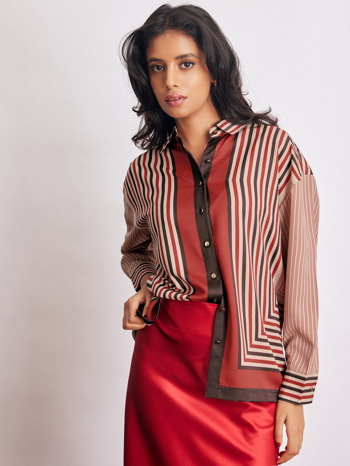 Geometric Scarf Print Shirt