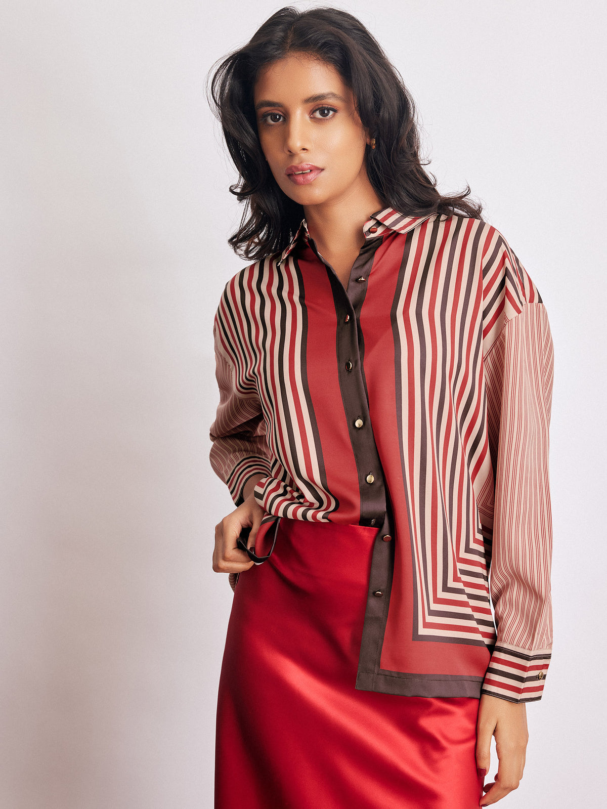 Geometric Scarf Print Shirt