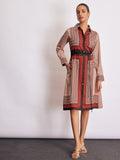 Geometric Scarf Print Shirt Dress