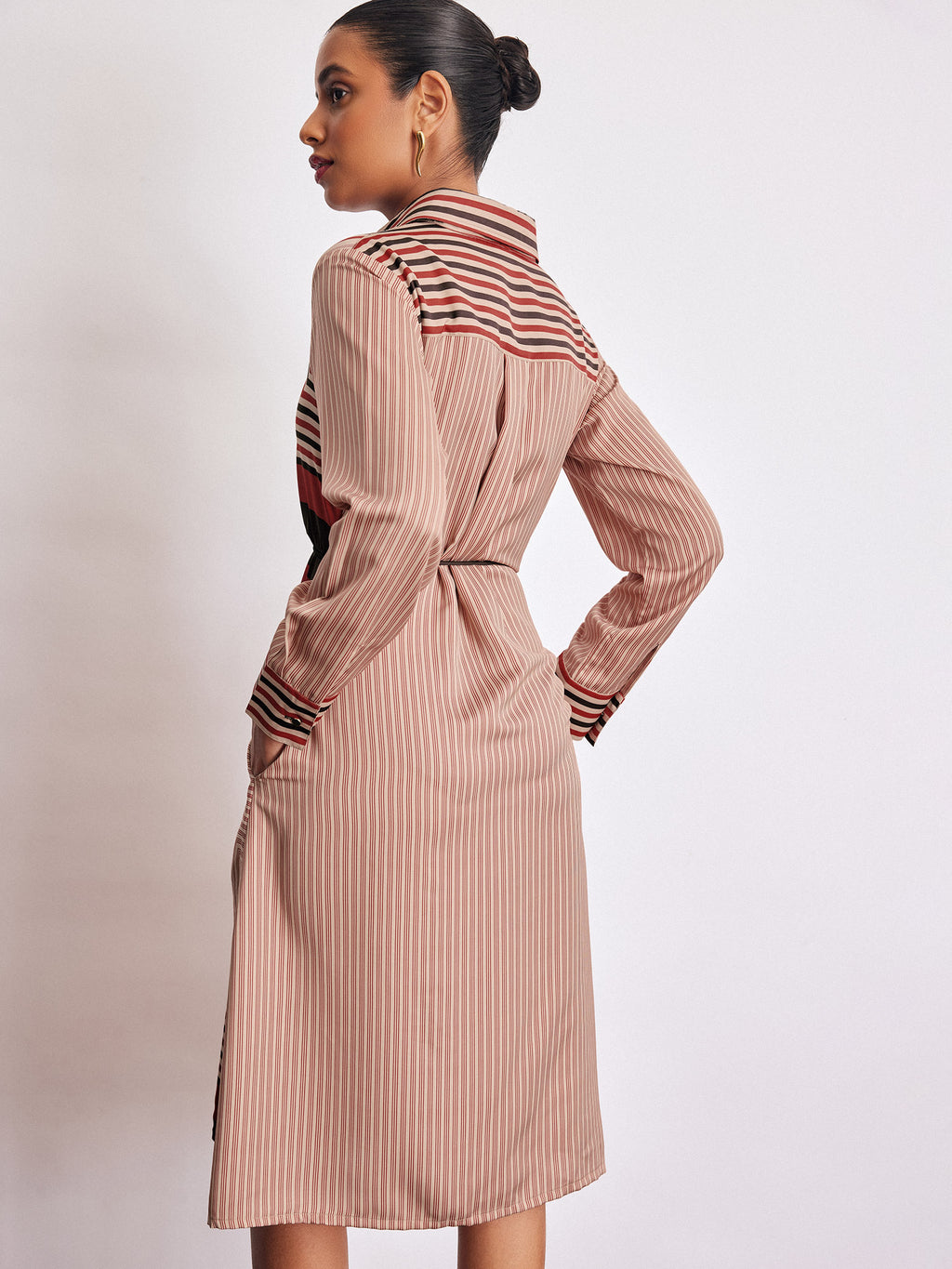 Geometric Scarf Print Shirt Dress