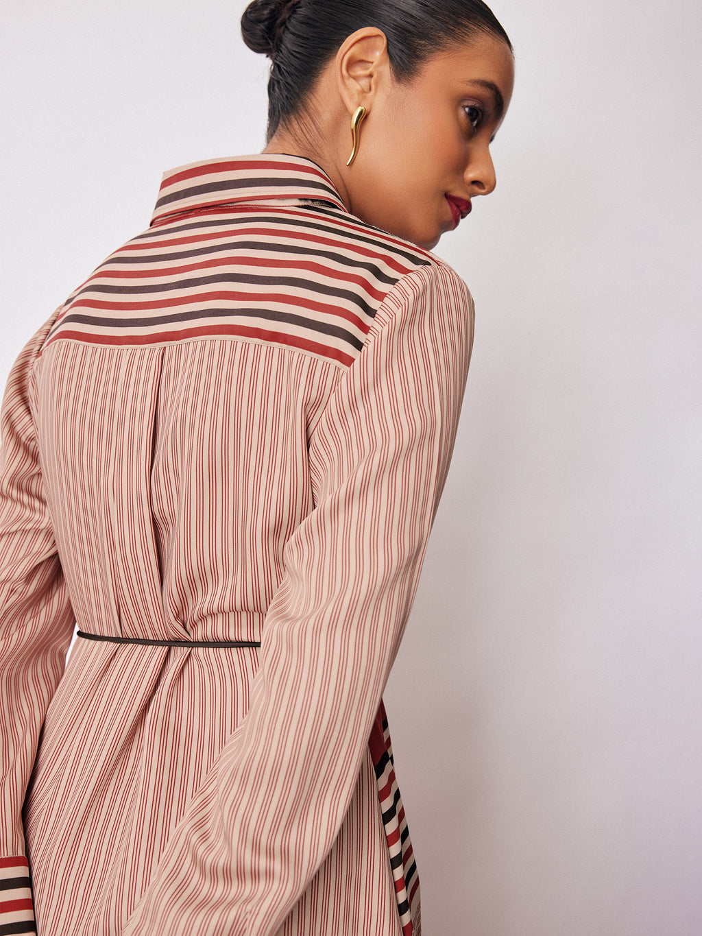 Geometric Scarf Print Shirt Dress