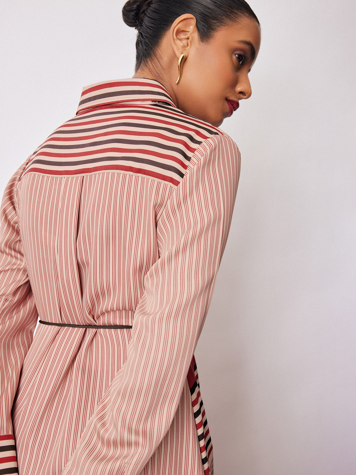 Geometric Scarf Print Shirt Dress