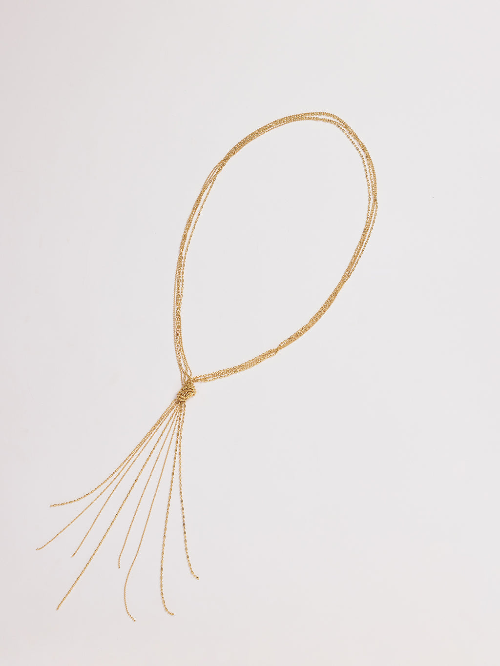 Gold Multistrand Long Lariat Necklace