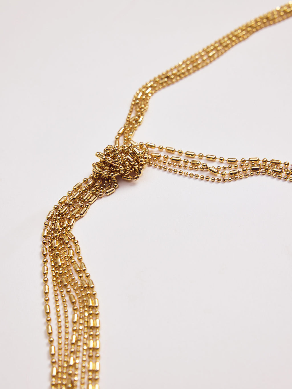 Gold Multistrand Long Lariat Necklace
