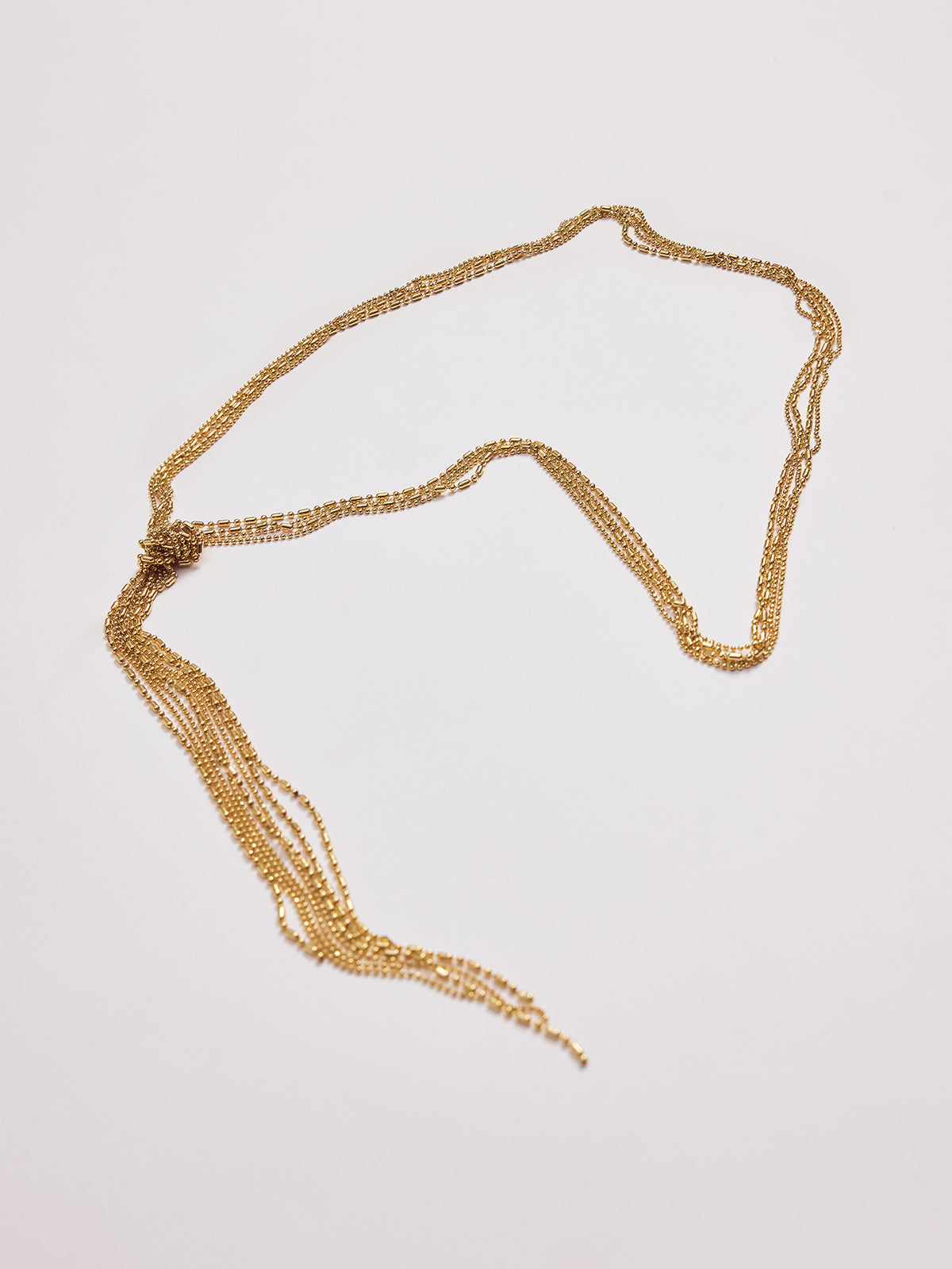 Gold Multistrand Long Lariat Necklace