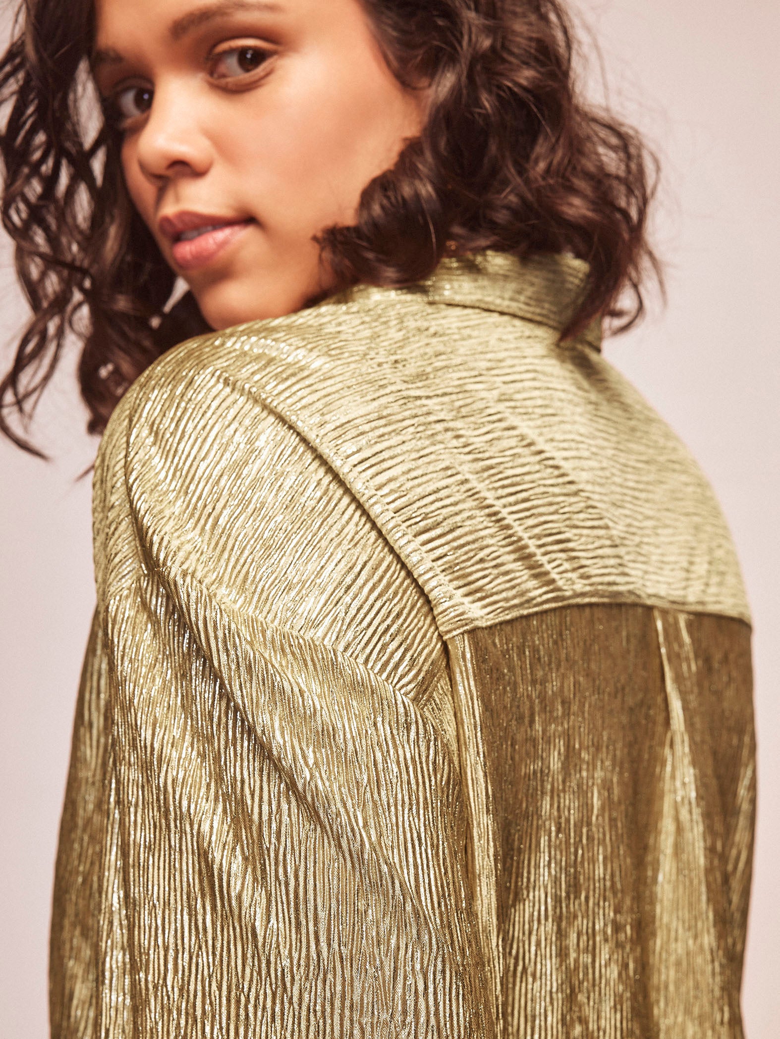 Gold Shimmer Oversized Shirt