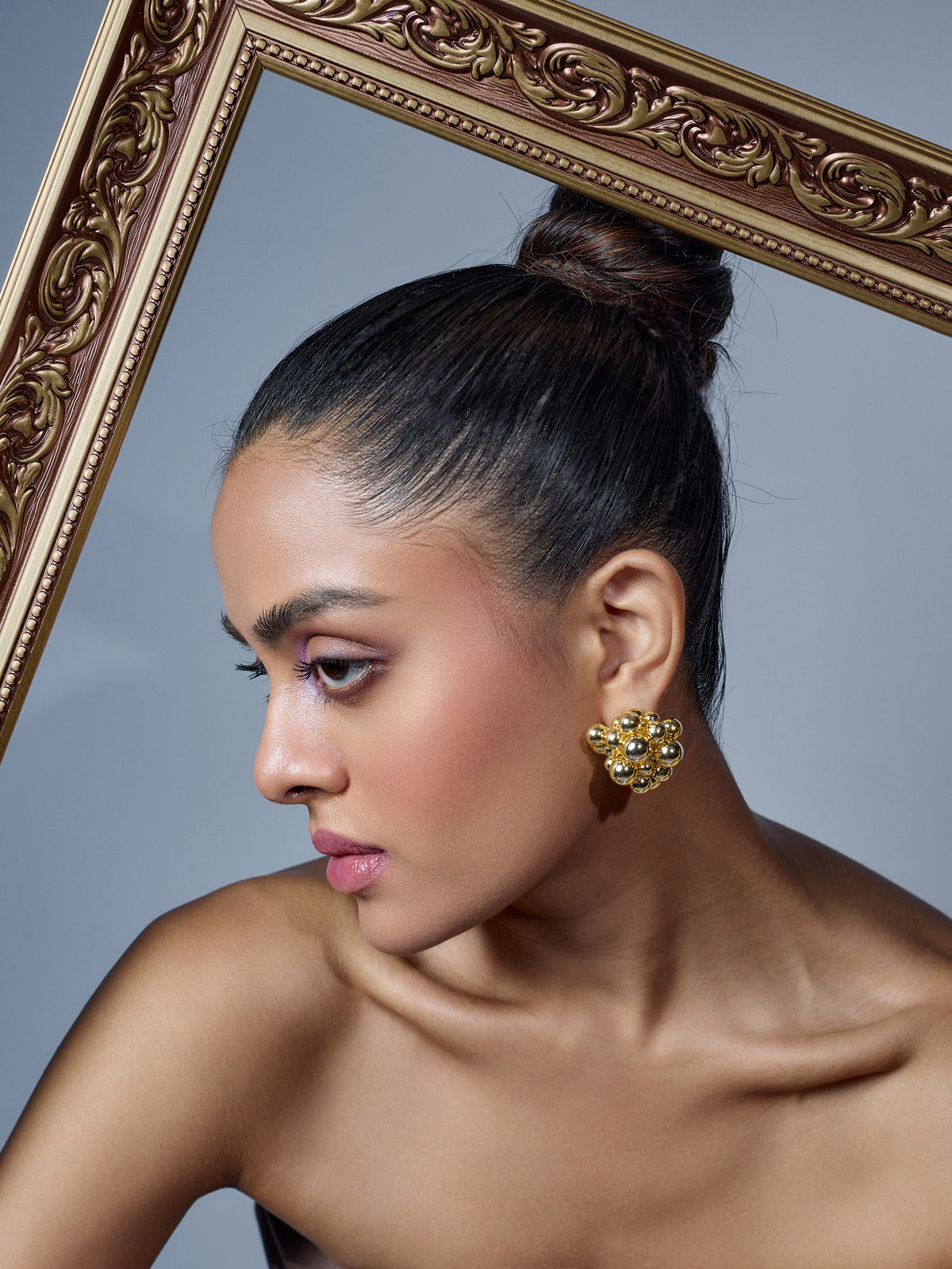Gold Stacked Bubble Studs