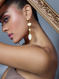 Gold and Faux Pearl Leaf Danglers
