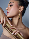 Gold and Multicolour Stone Drop Earrings