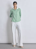 Green Striped Contrast Play Shirt