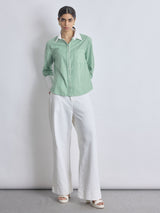 Green Striped Contrast Play Shirt