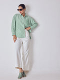 Green Striped Embroidered Shirt