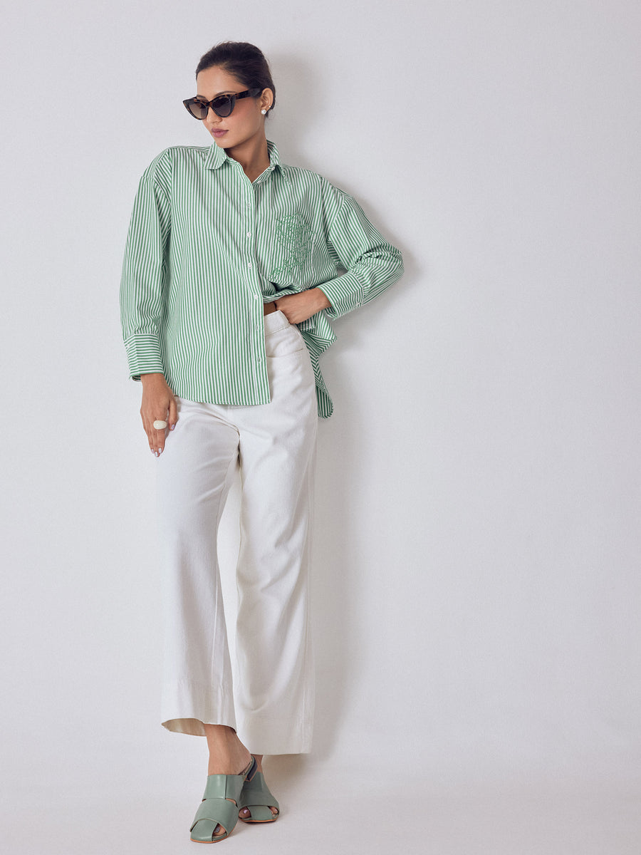 green-striped-embroidered-shirt