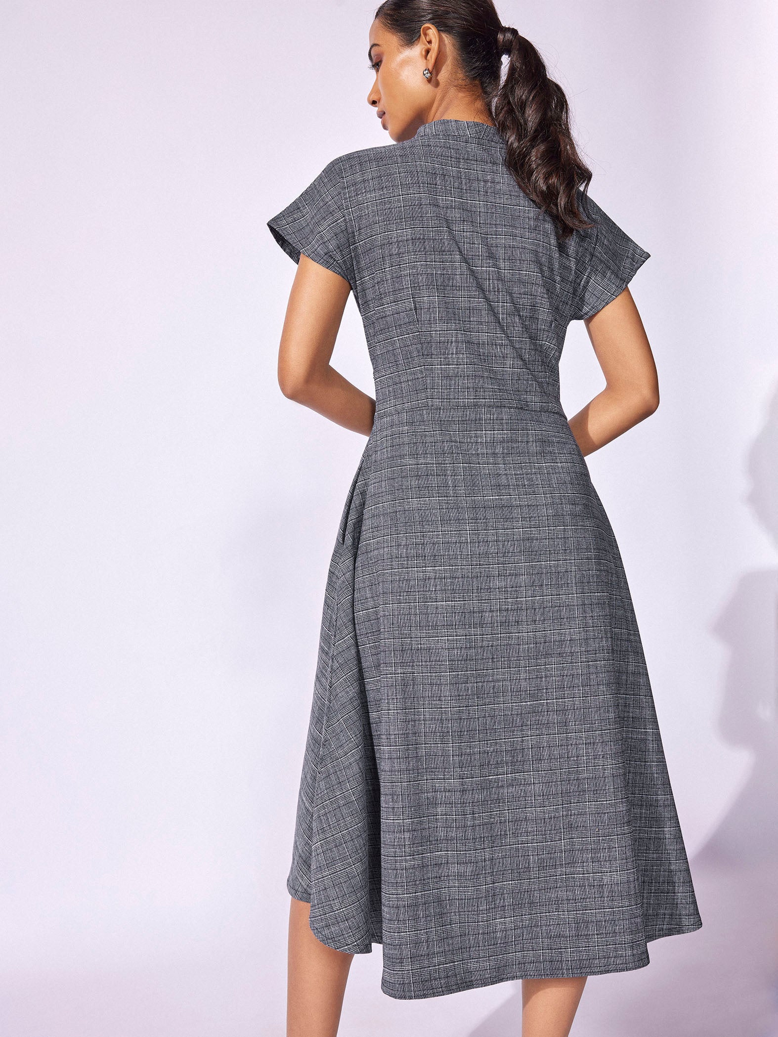 Grey Checked Double Breasted Dress