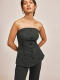Grey Pinstripe Tube Top
