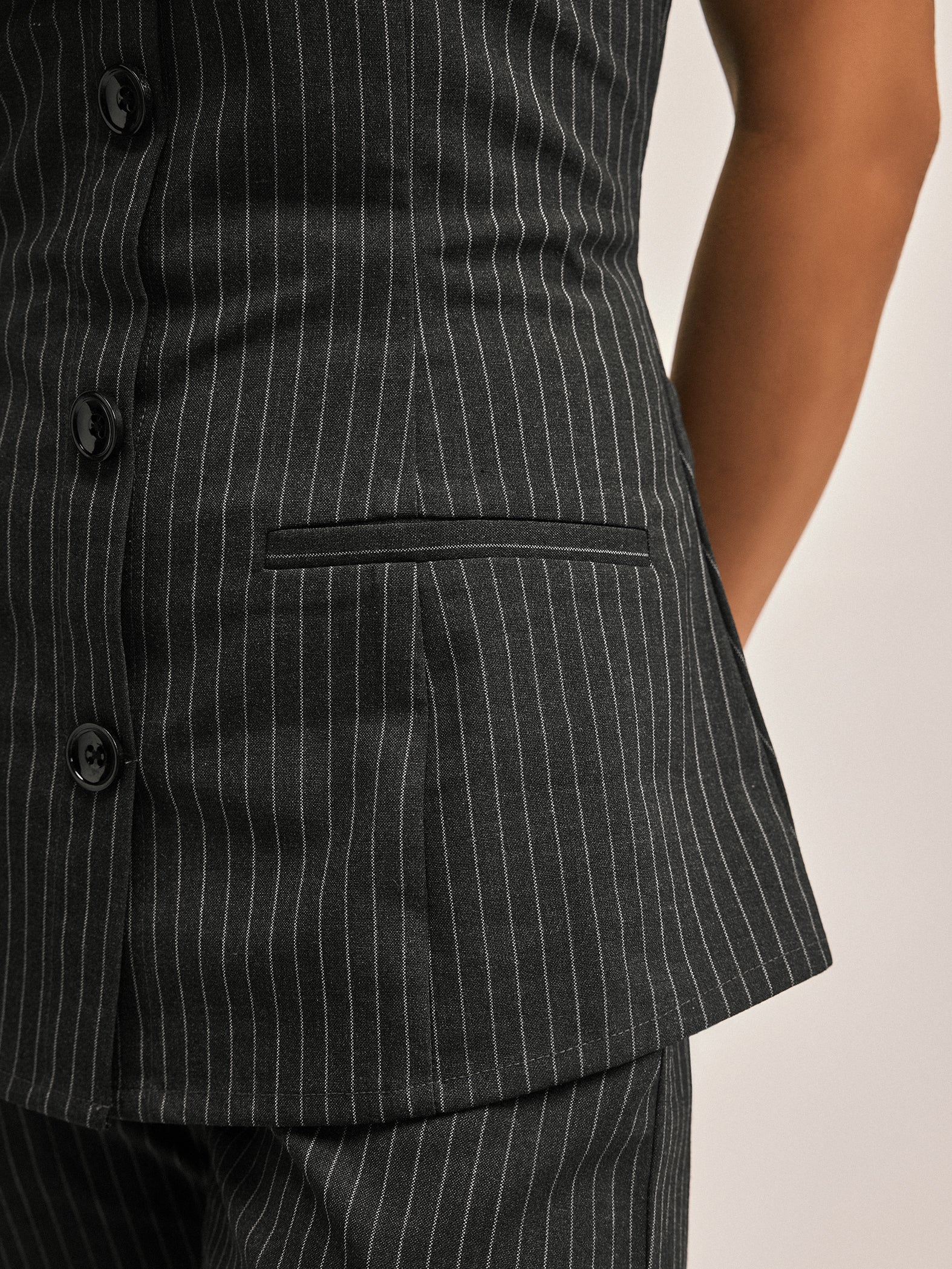 Grey Pinstripe Tube Top