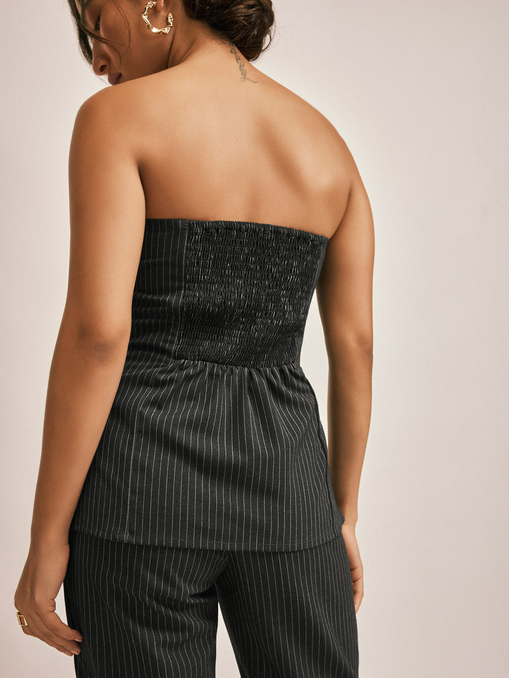Grey Pinstripe Tube Top