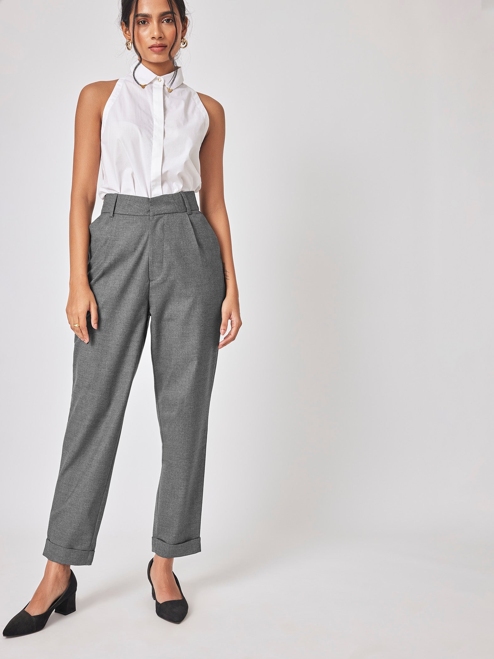 Grey Pleated Trousers