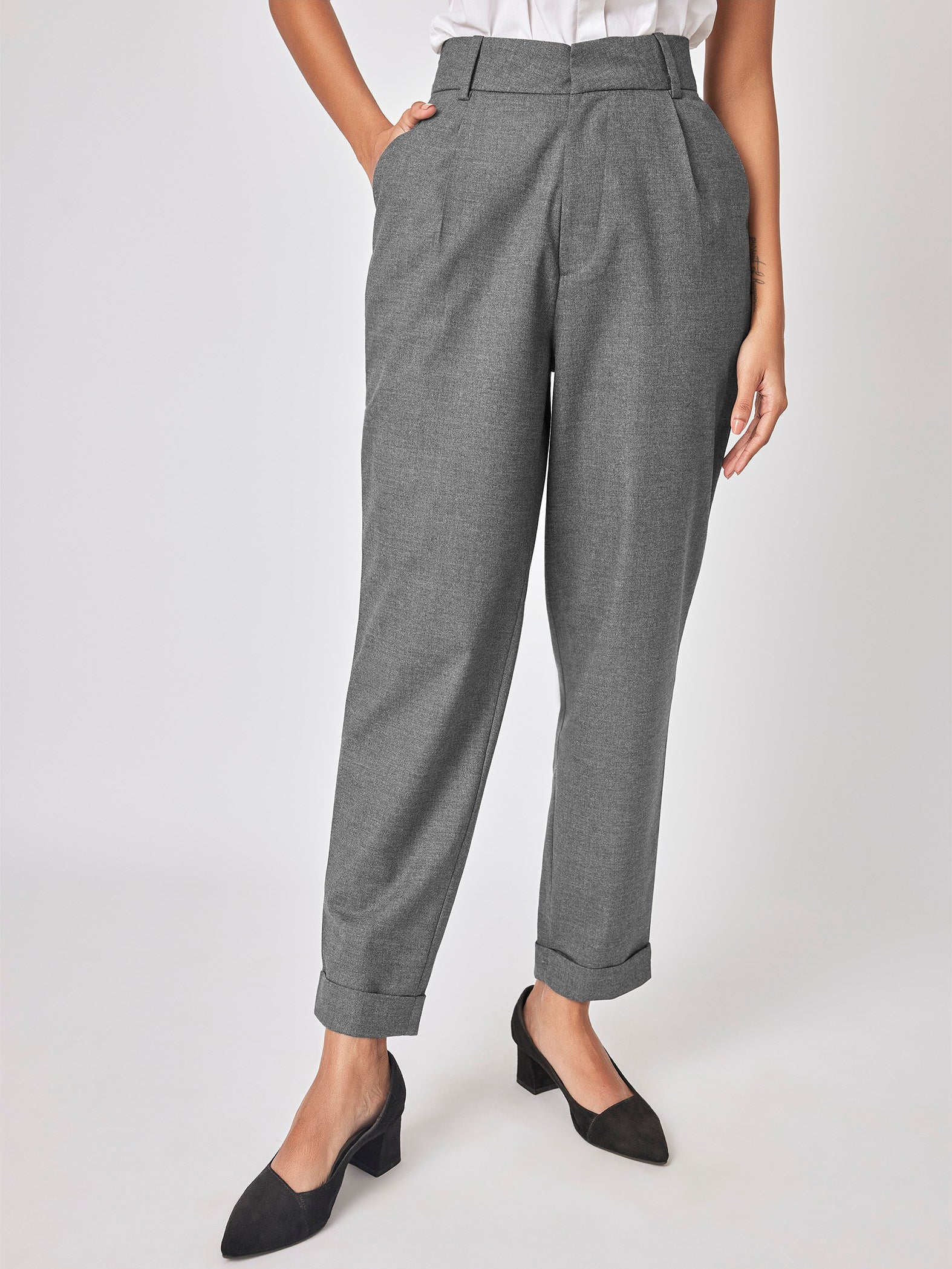 Grey Pleated Trousers