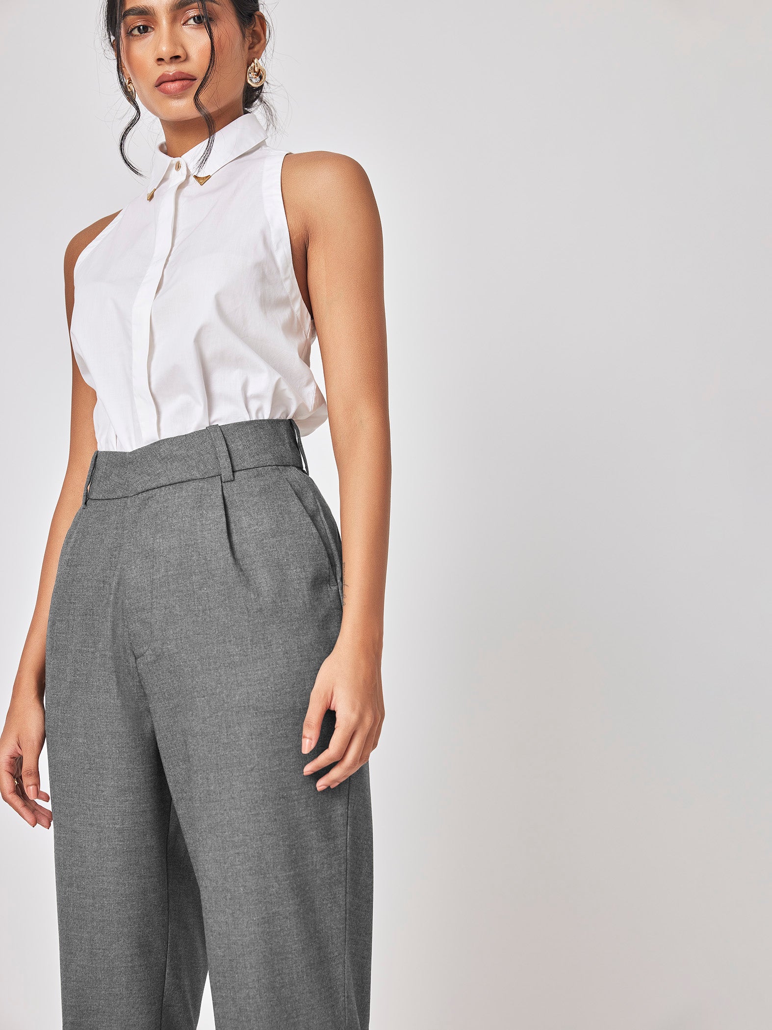 Grey Pleated Trousers