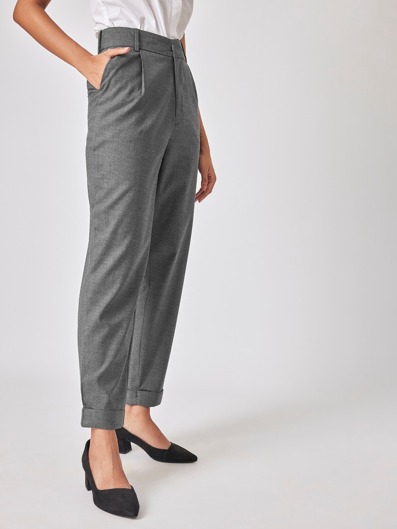 Grey Pleated Trousers