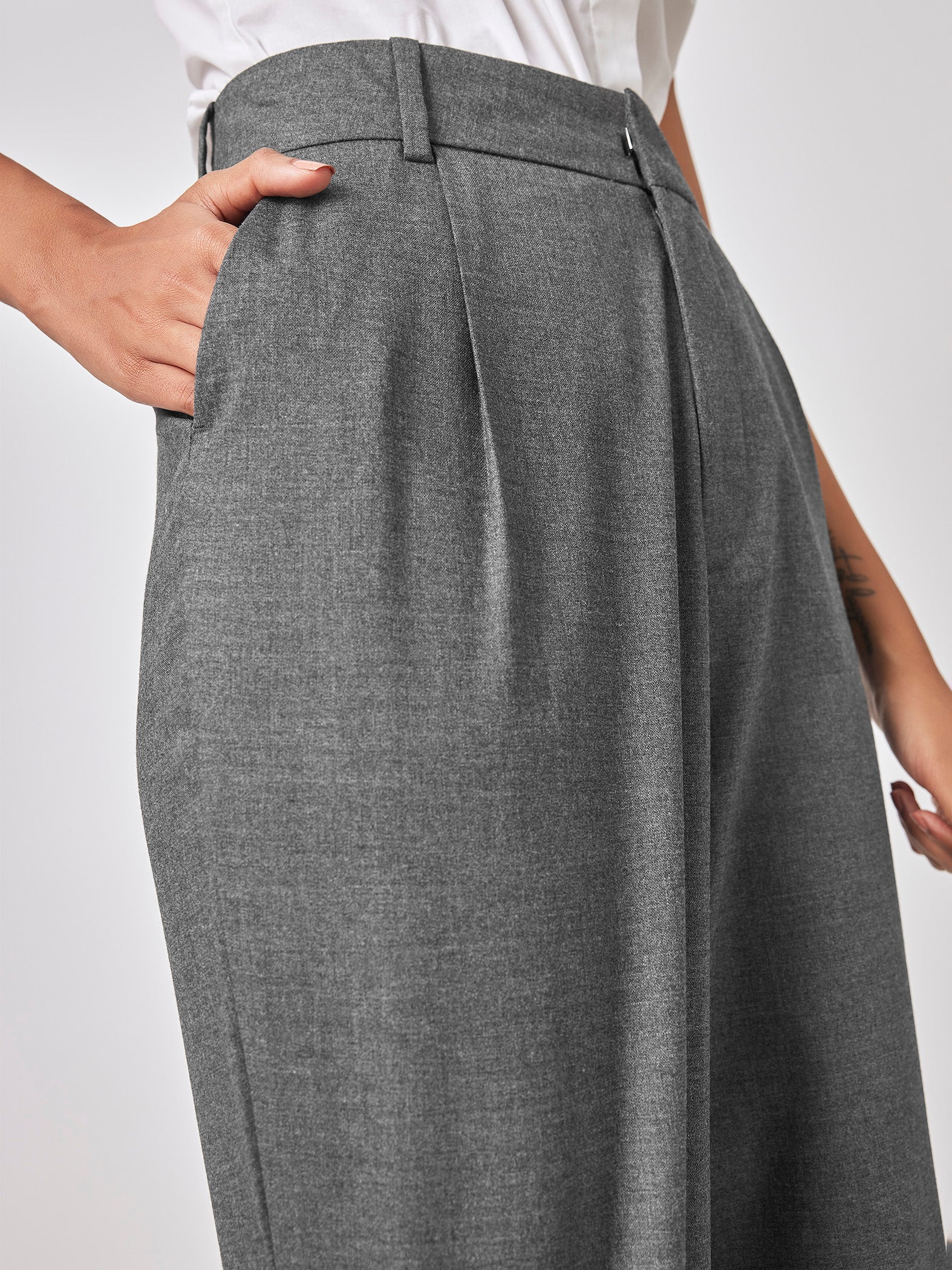 Grey Pleated Trousers