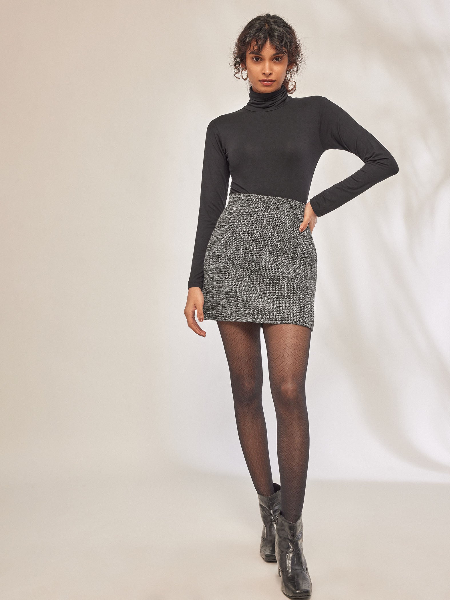 Grey Tweed Mini Skirt