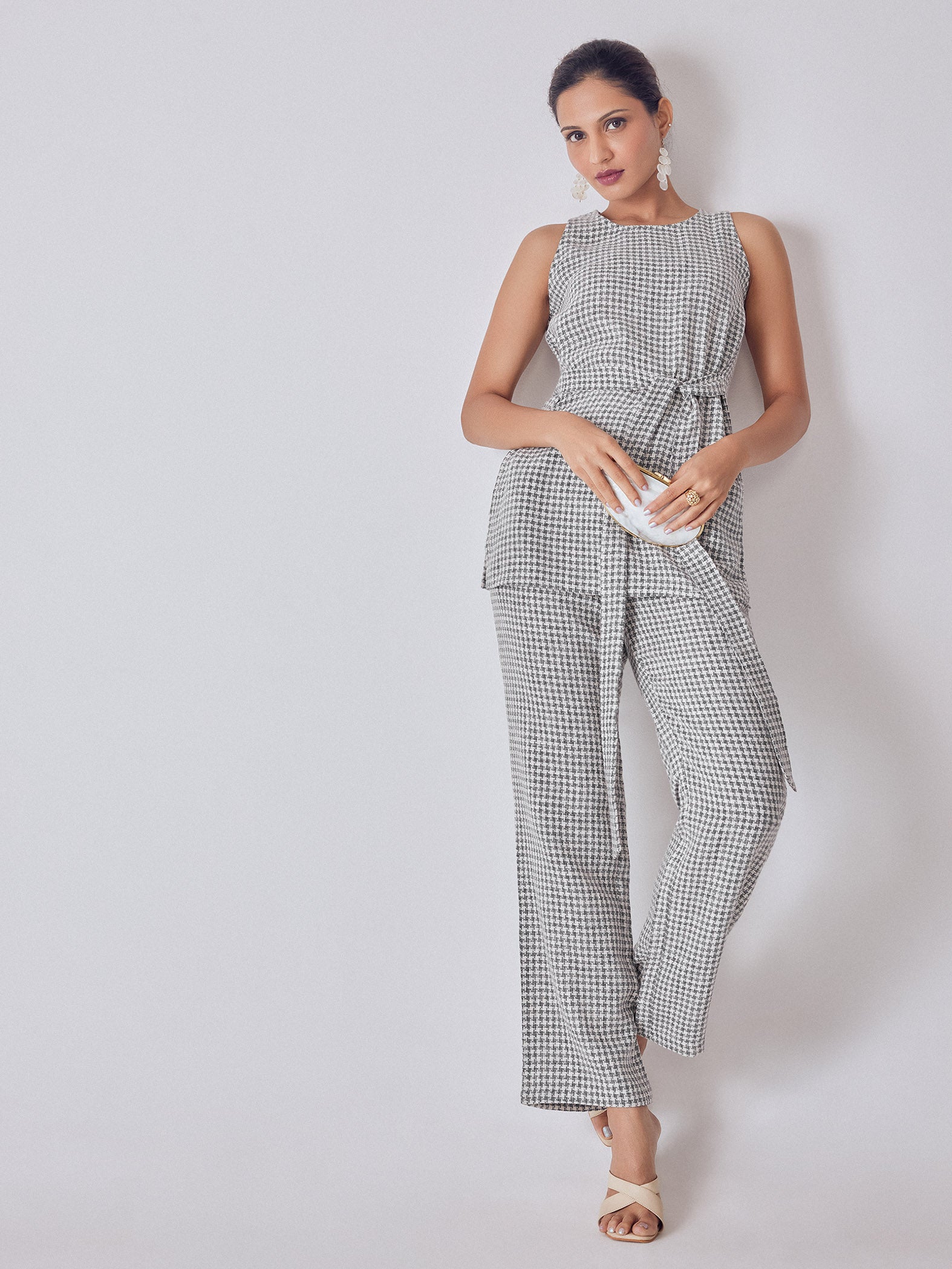 Grey & White Houndstooth Pants