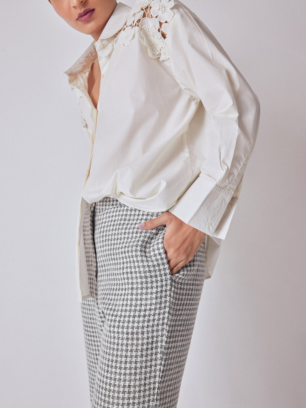Grey & White Houndstooth Pants