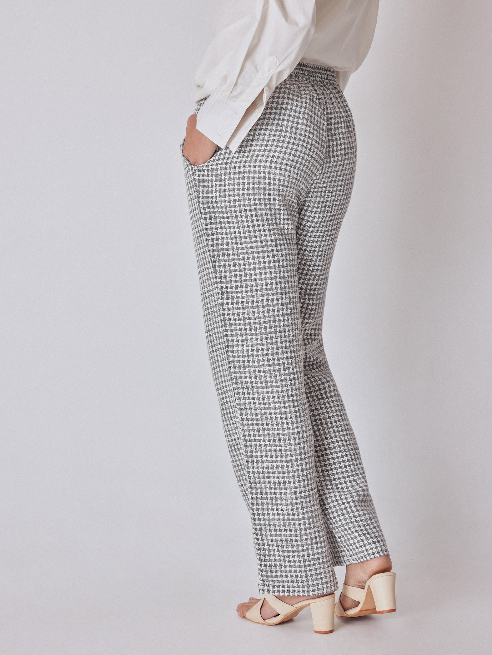 Grey & White Houndstooth Pants