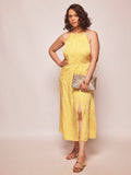 Honey Jacquard Chain Halter Neck Dress