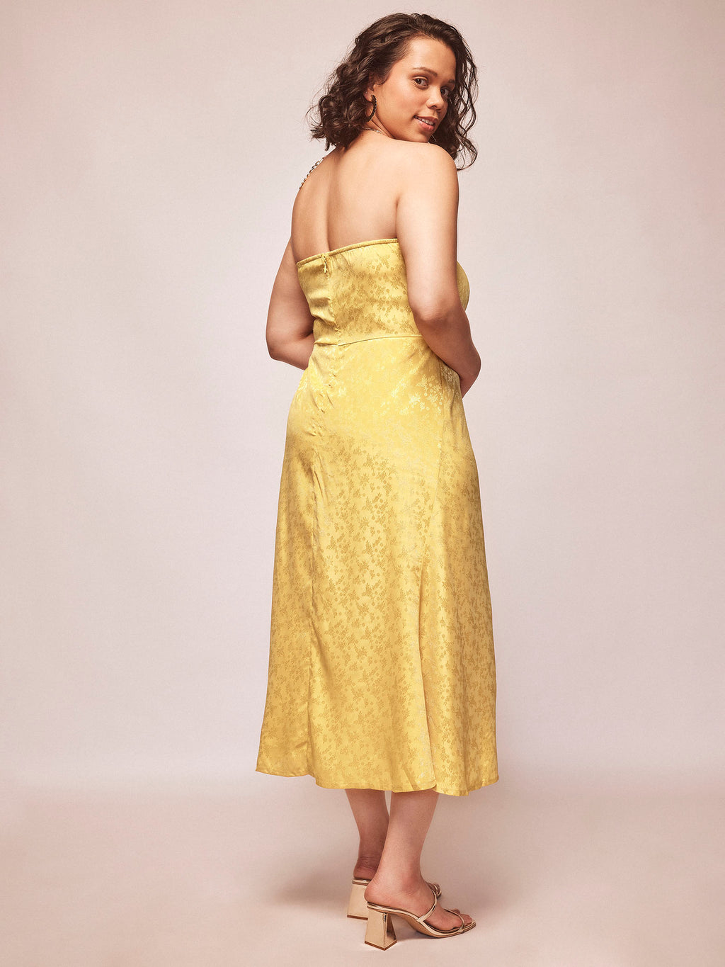 Honey Jacquard Chain Halter Neck Dress