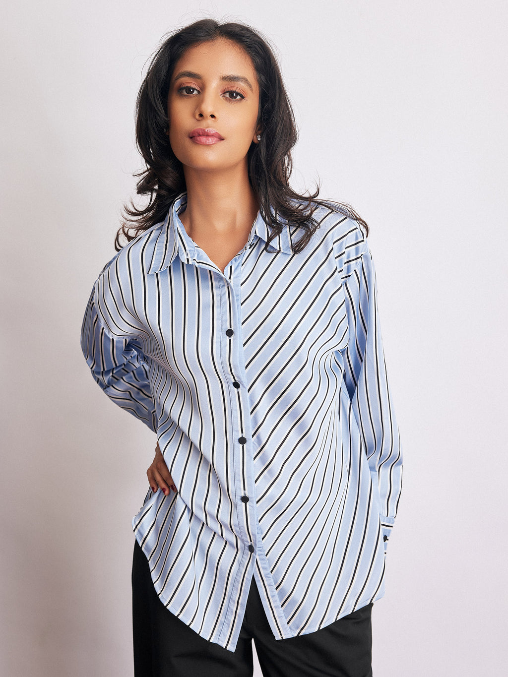Ice Asymmetric Striped Shirt