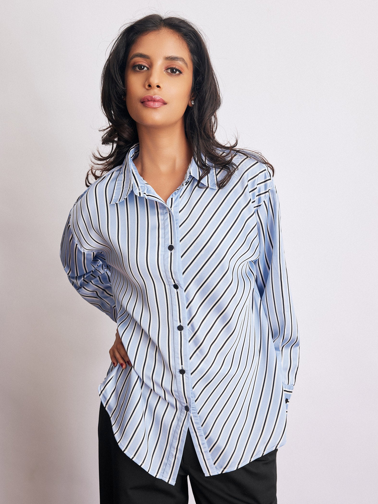 Ice Asymmetric Striped Shirt