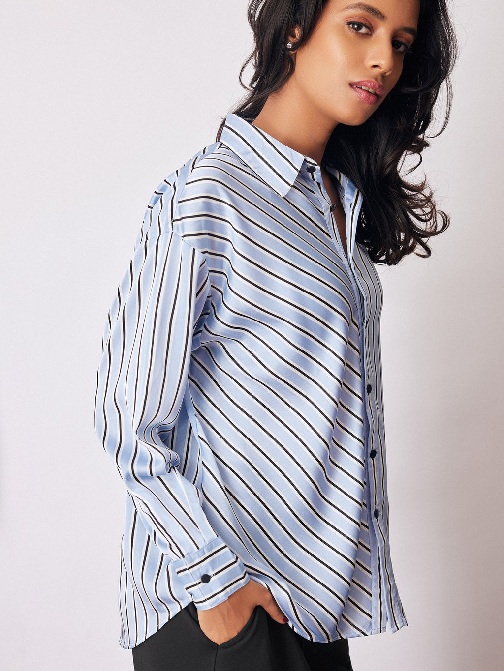 Ice Asymmetric Striped Shirt
