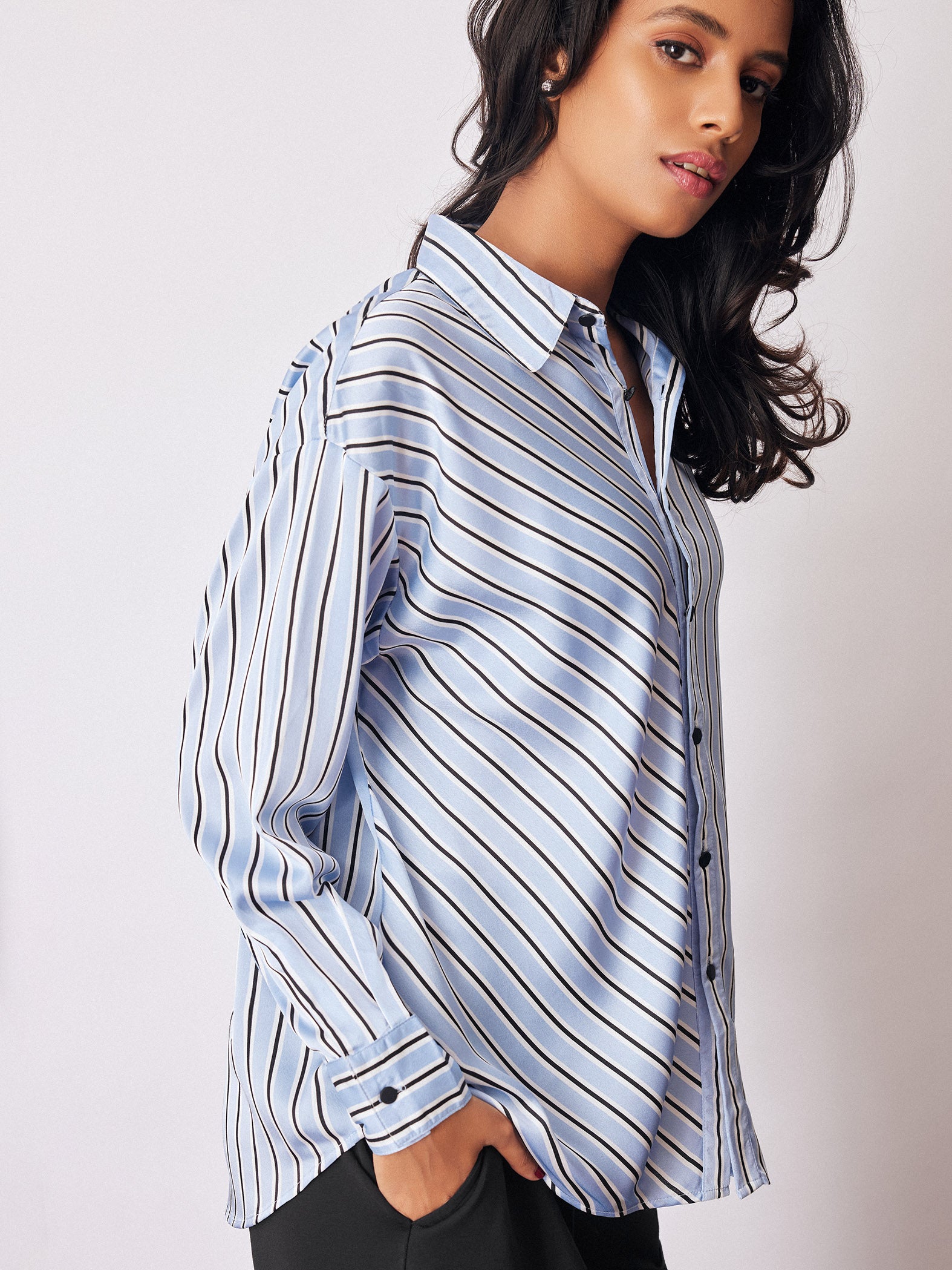 Ice Asymmetric Striped Shirt