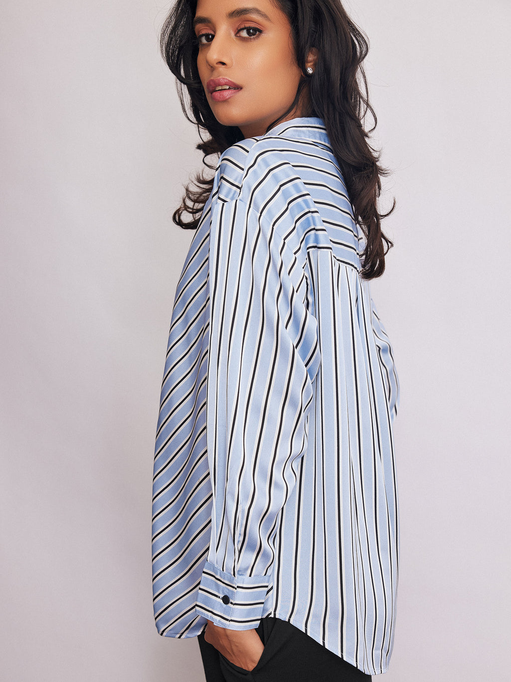 Ice Asymmetric Striped Shirt