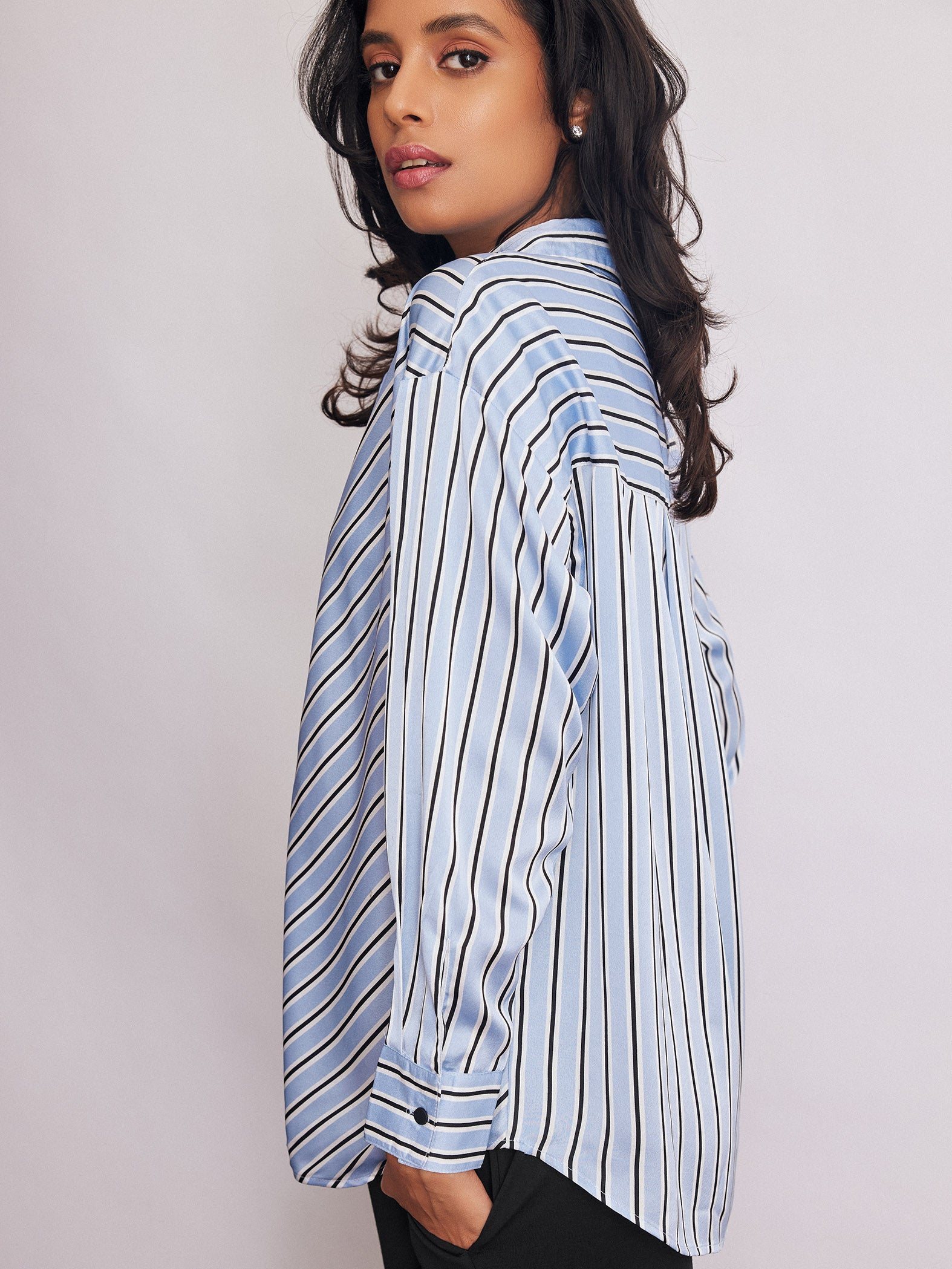 Ice Asymmetric Striped Shirt