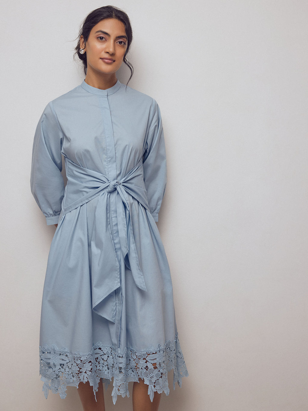 Ice Lace Hem Front Tie Dress